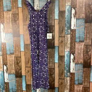 Purple stretchy soft overalls jumper cross back
